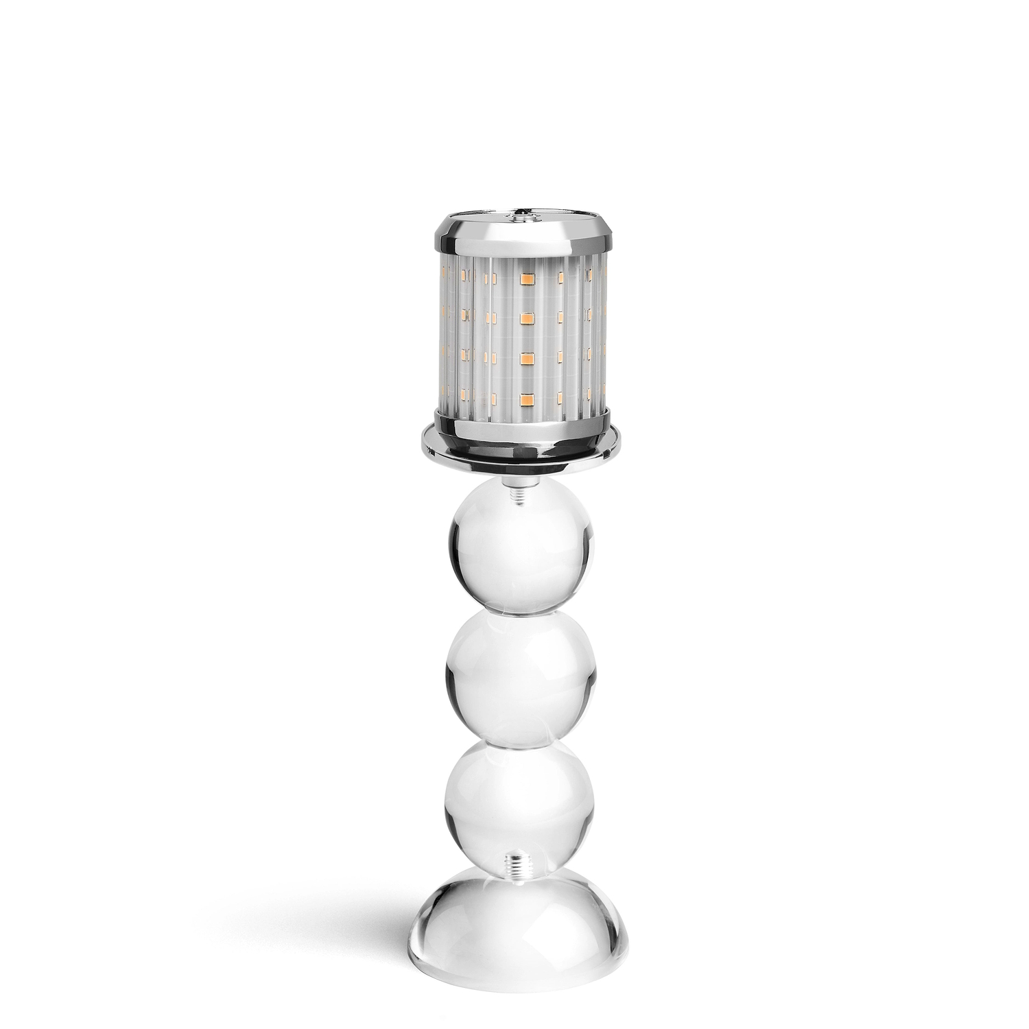 Small Clear Bobbin Lamp Base & Rechargeable Bulb - 19cm