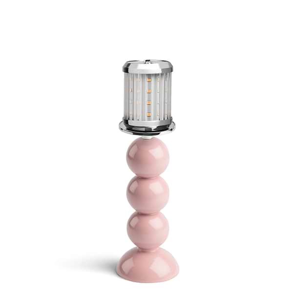 Small Mauve Bobbin Lacquered Lamp Base & Rechargeable Bulb - 19cm