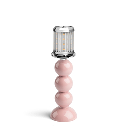 Small Mauve Bobbin Lacquered Lamp Base & Rechargeable Bulb - 19cm
