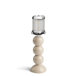Small Cappuccino Bobbin Lacquered Lamp Base & Rechargeable Bulb - 19cm