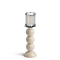 Small Cappuccino Bobbin Lacquered Lamp Base & Rechargeable Bulb - 19cm