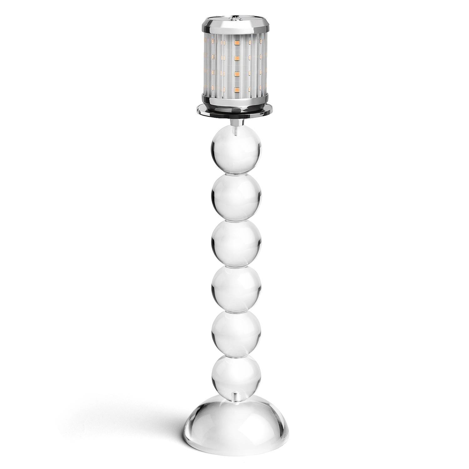 Tall Clear Bobbin Lamp Base & Rechargeable Bulb - 34cm