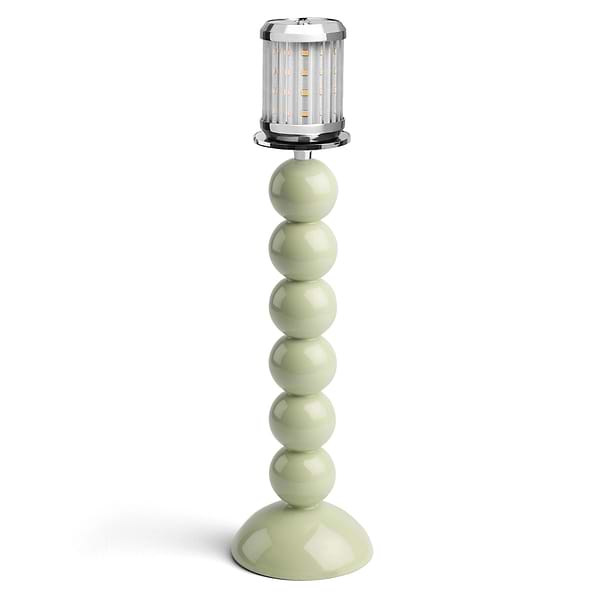Tall Sage Bobbin Lacquered Lamp Base & Rechargeable Bulb - 34cm