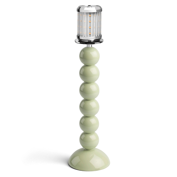Tall Sage Bobbin Lacquered Lamp Base & Rechargeable Bulb - 34cm