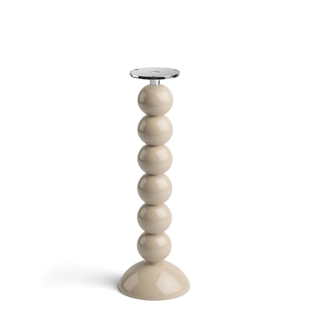 Tall Cappuccino Bobbin Lacquered Lamp Base & Rechargeable Bulb - 34cm