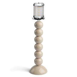 Tall Cappuccino Bobbin Lacquered Lamp Base & Rechargeable Bulb - 34cm