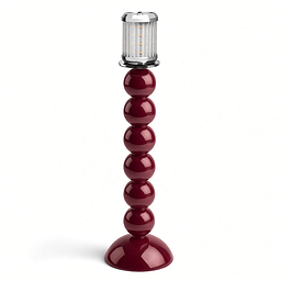 Tall Cherry Bobbin Lacquered Lamp Base & Rechargeable Bulb - 34cm