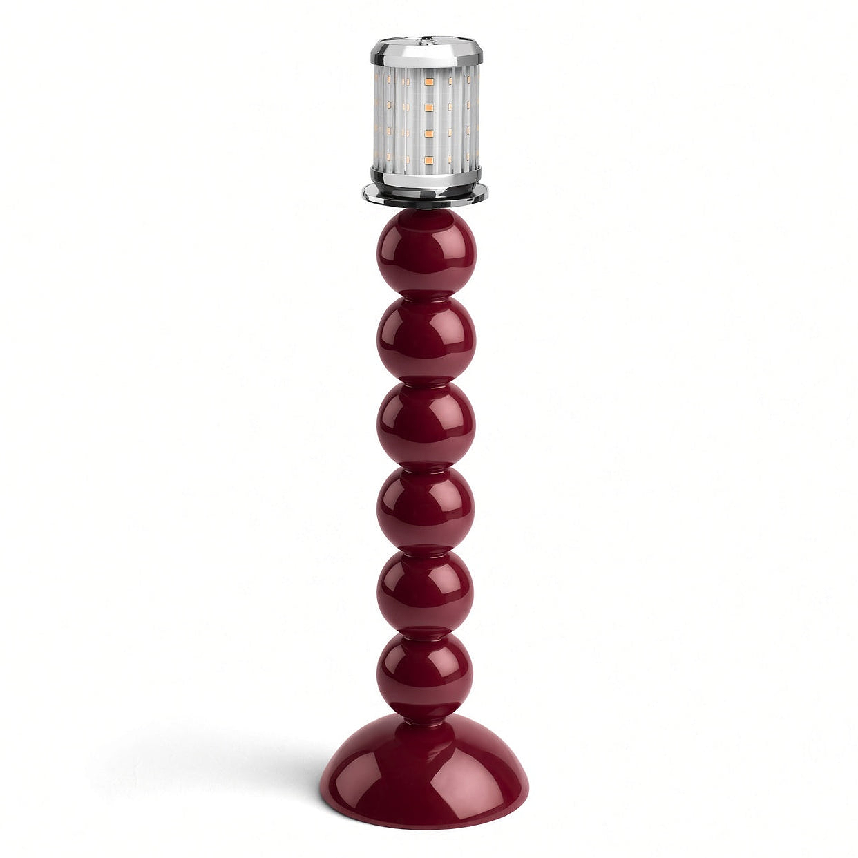 Tall Cherry Bobbin Lacquered Lamp Base & Rechargeable Bulb - 34cm