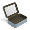 Light Blue Grasscloth & Khaki Suede Interior Mahjong Travel Case