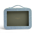 Light Blue Grasscloth & Khaki Suede Interior Mahjong Travel Case