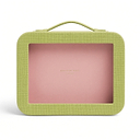 Green Grasscloth & Pink Suede Interior Mahjong Travel Case