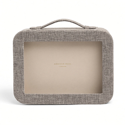 Mink Grasscloth & Cappuccino Suede Interior Mahjong Travel Case