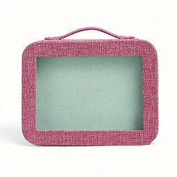 Pink Grasscloth & Eau de Nil Suede Interior Mahjong Travel Case