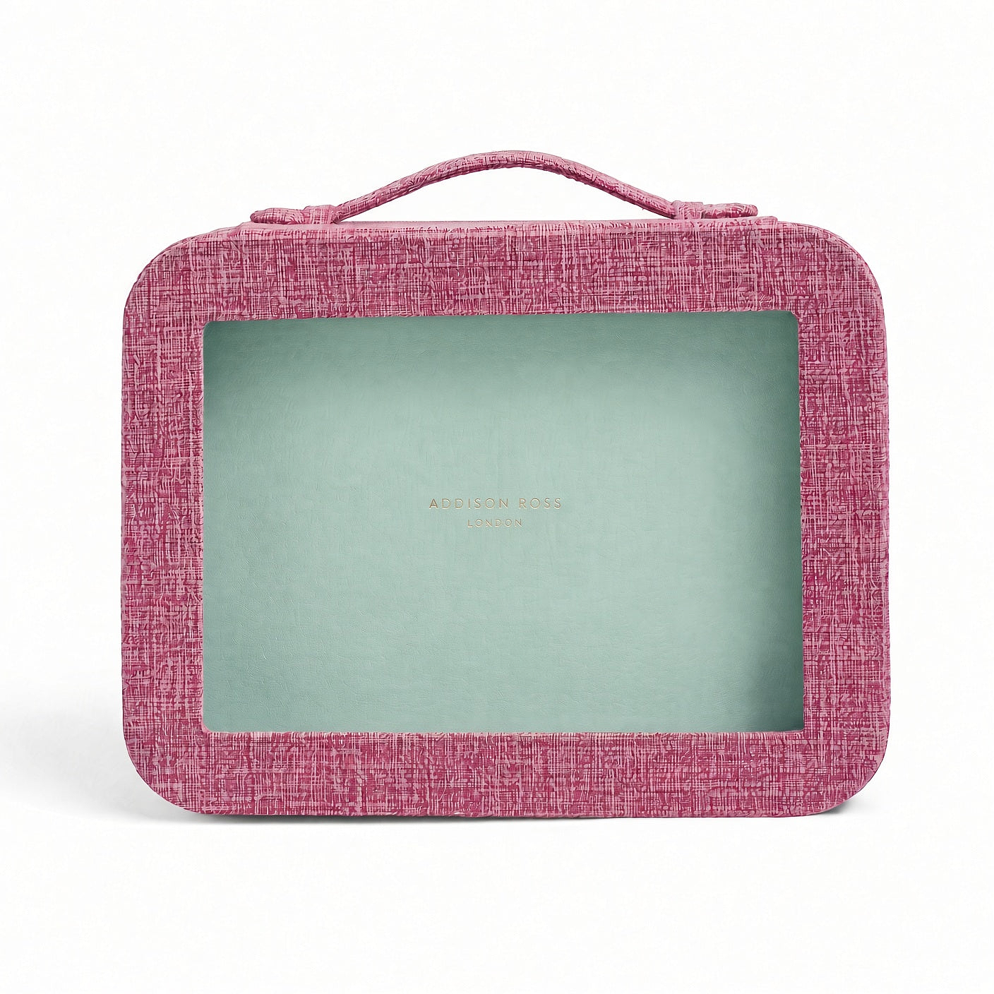 Pink Grasscloth & Eau de Nil Suede Interior Mahjong Travel Case