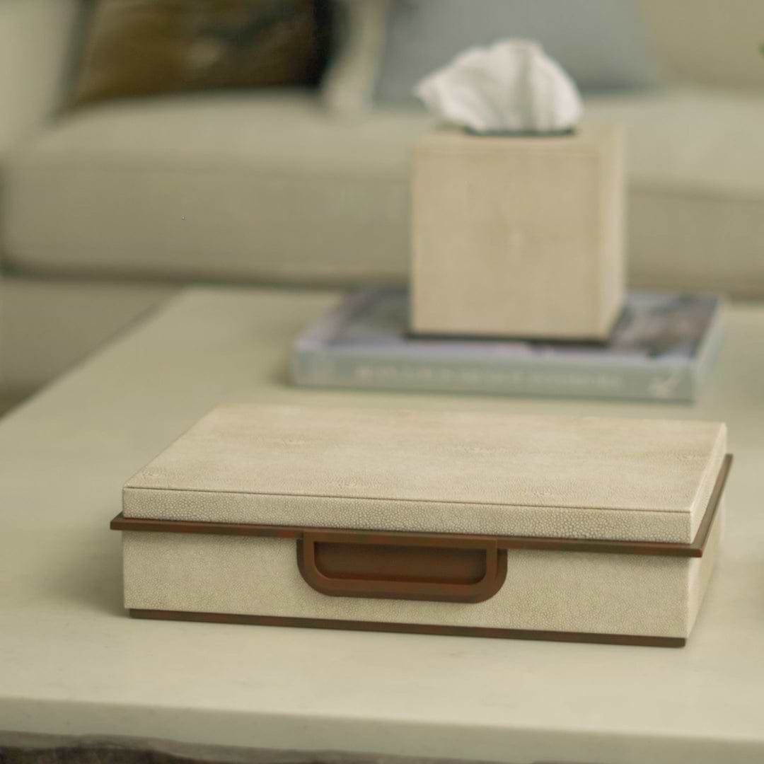 Large Ecru Faux Shagreen Box