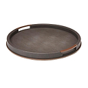 Large Round Anthracite Shagreen Tray