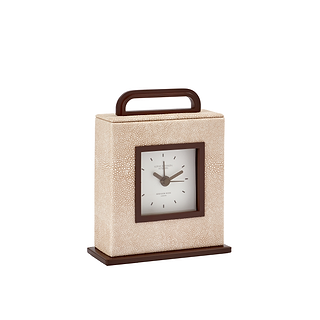 Ecru Faux Shagreen Carriage Clock
