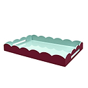 Cherry & Eau de Nil Large Lacquered Scallop Ottoman Two-Tone Tray