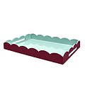 Cherry & Eau de Nil Large Lacquered Scallop Ottoman Two-Tone Tray