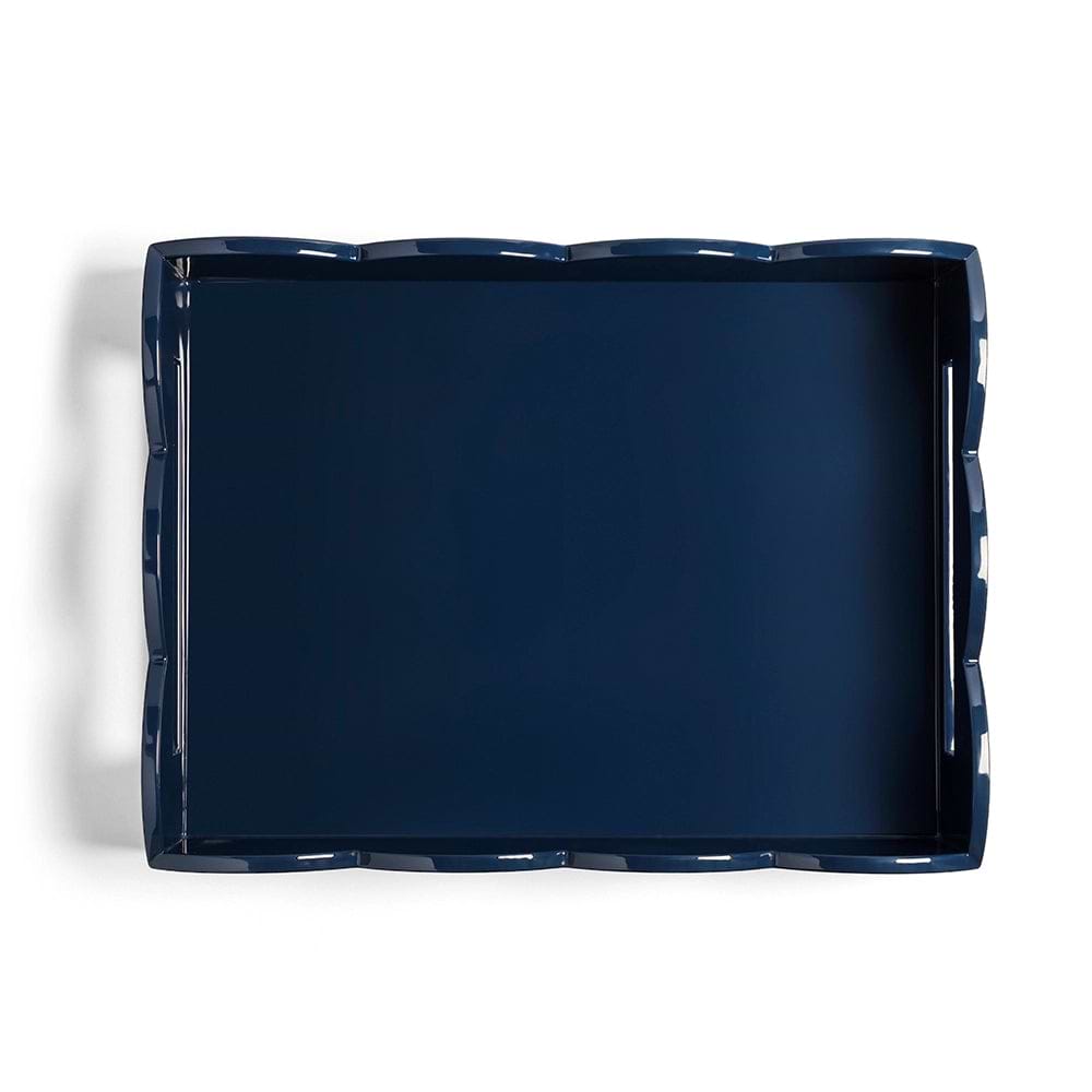 Pale Denim & Navy Lacquered Scallop Medium Two-Tone Tray