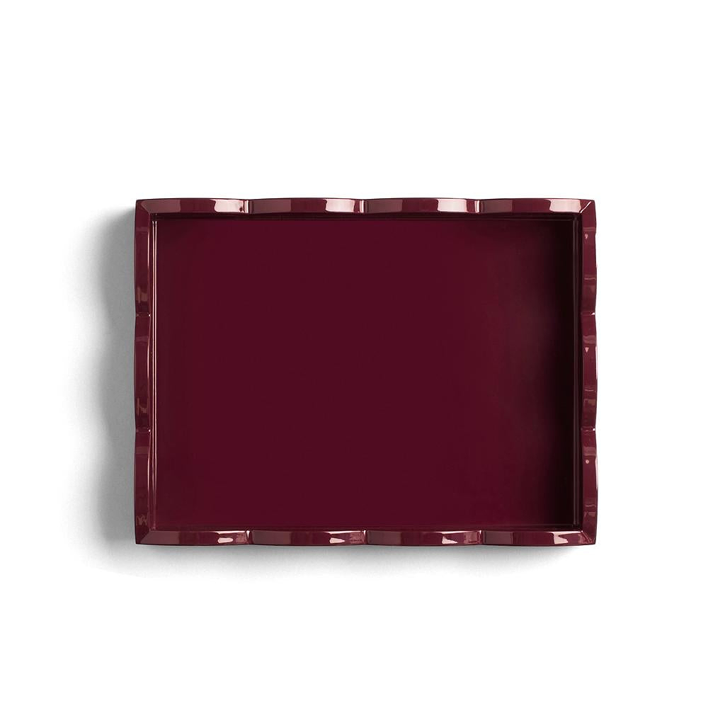 Cherry Small Lacquered Scalloped Tray
