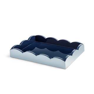 Pale Denim & Navy Lacquered Scallop Small Two-Tone Tray