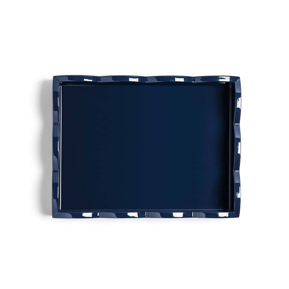 Pale Denim & Navy Lacquered Scallop Small Two-Tone Tray