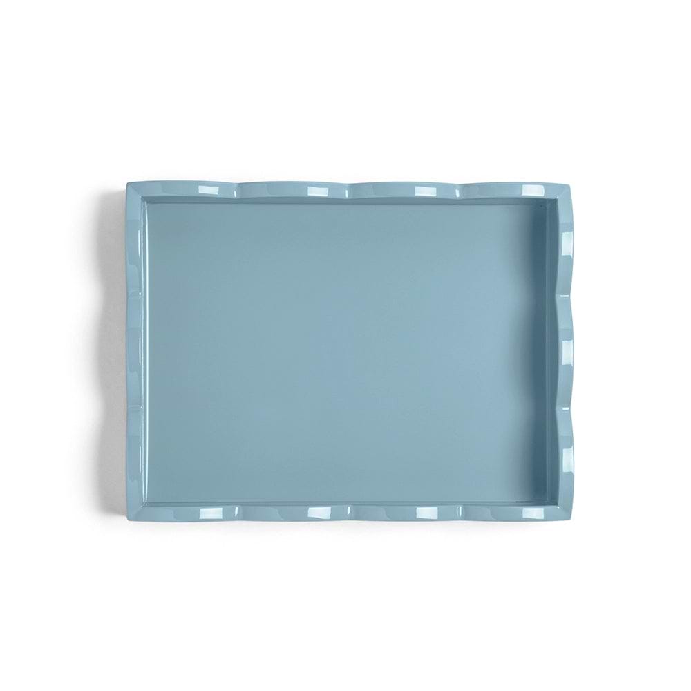 Orange & Chambray Lacquered Scallop Small Two-Tone Tray