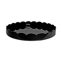 Black Round Medium Lacquered Scallop Tray