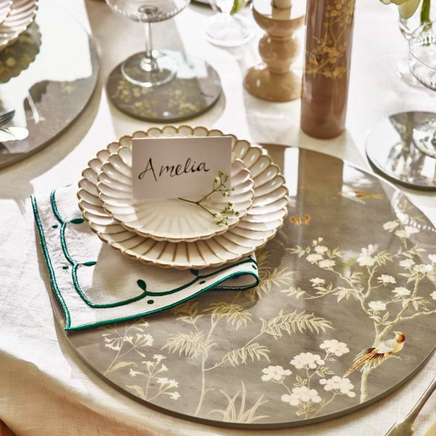 Grey Chinoiserie Placemats - Set of 4