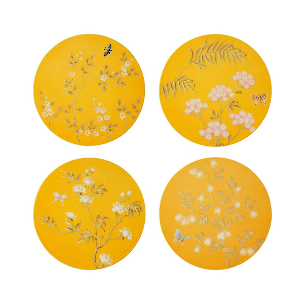 Yellow Chinoiserie Coasters - Set of 4