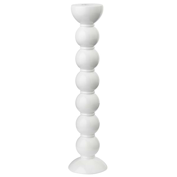 Extra Tall White Bobbin Candlestick - 33cm