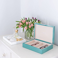 Large green glasses box with suede interior