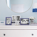 Three Enamel Photo Frames with Silver Trim