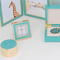 Turquoise & Gold Square Silent Alarm Clock