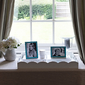 Two Silver Trim, Aqua Blue Enamel Photo Frames