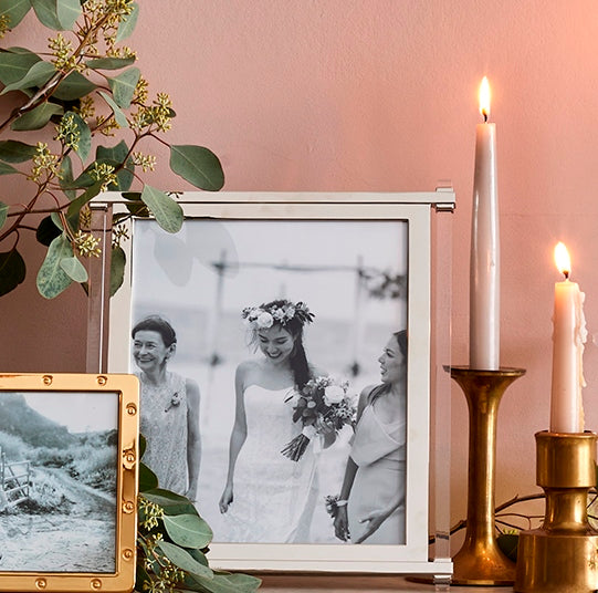 Acrylic & Silver Pillar Photo Frame