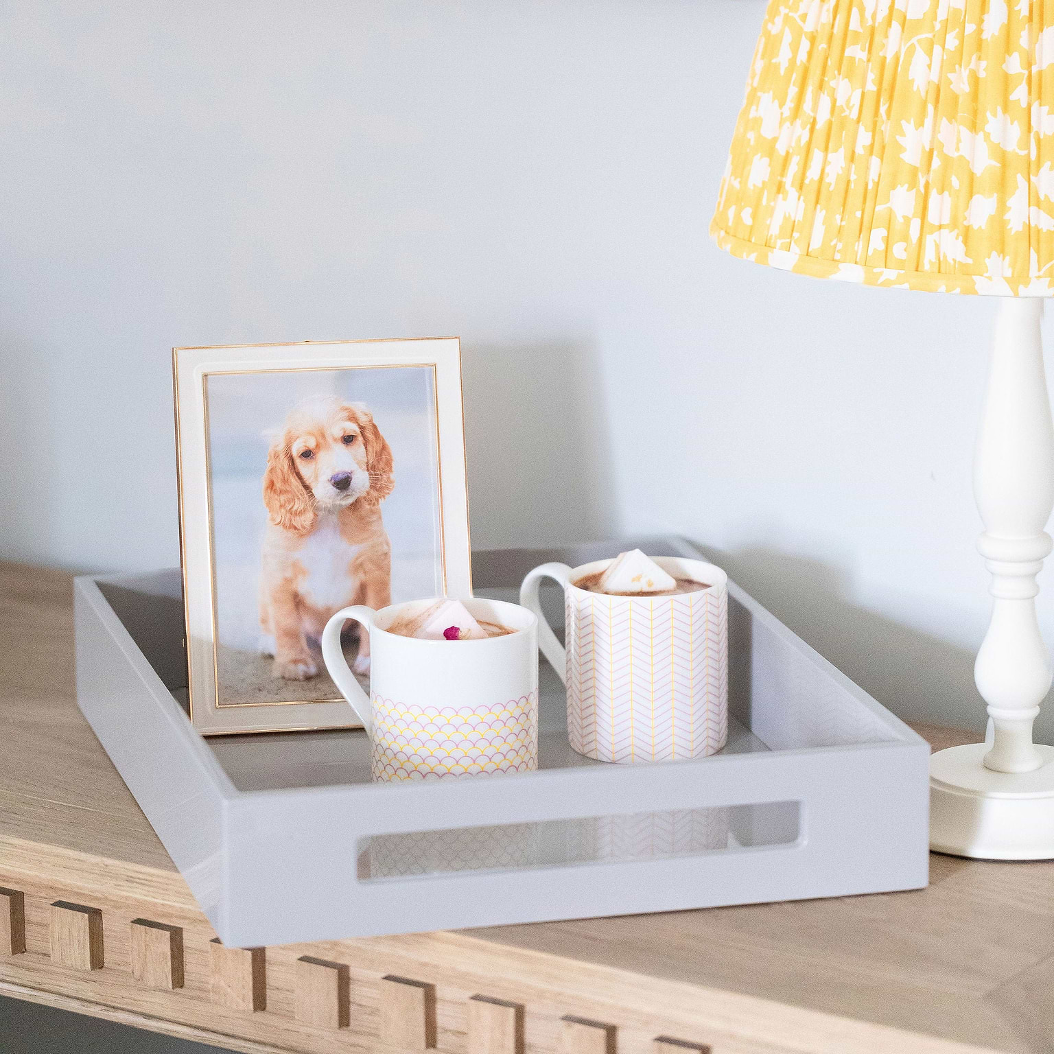 Chiffon Grey Medium Lacquered Serving Tray