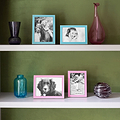 Four Silver Trim, Enamel Photo Frames