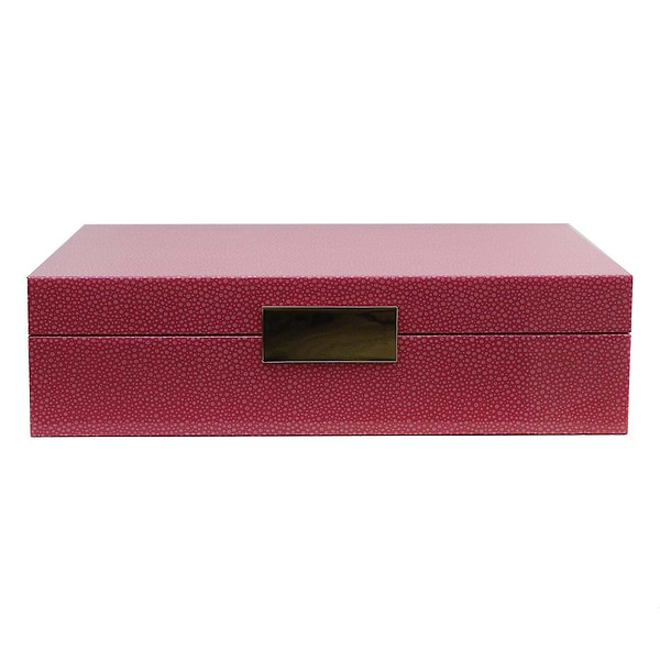 Large pink jewelry box with gold plated clasp