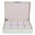 Large cream watch box with suede interior