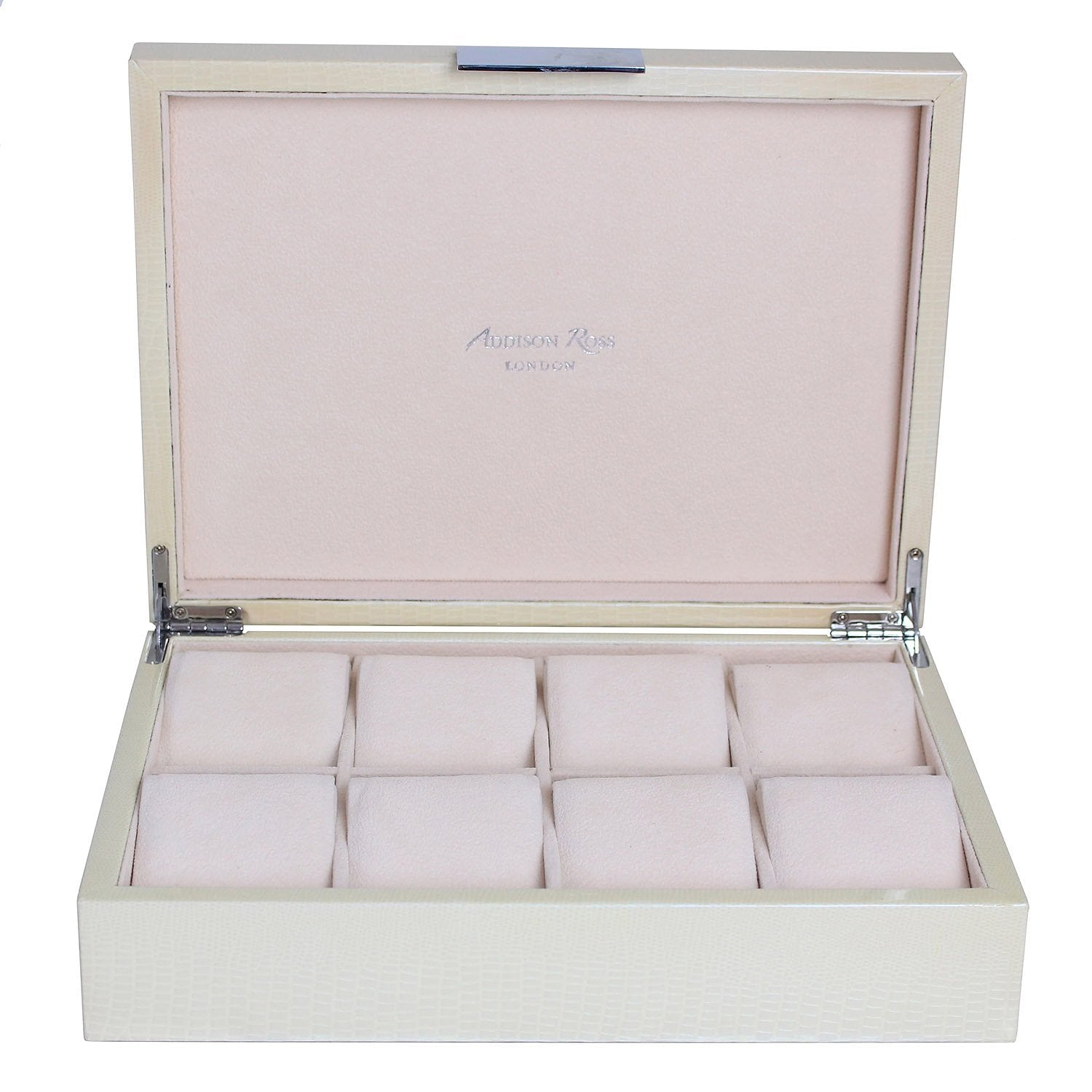 Large cream watch box with suede interior