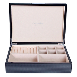 Large Carbon Fibre Jewellery Box with Silver