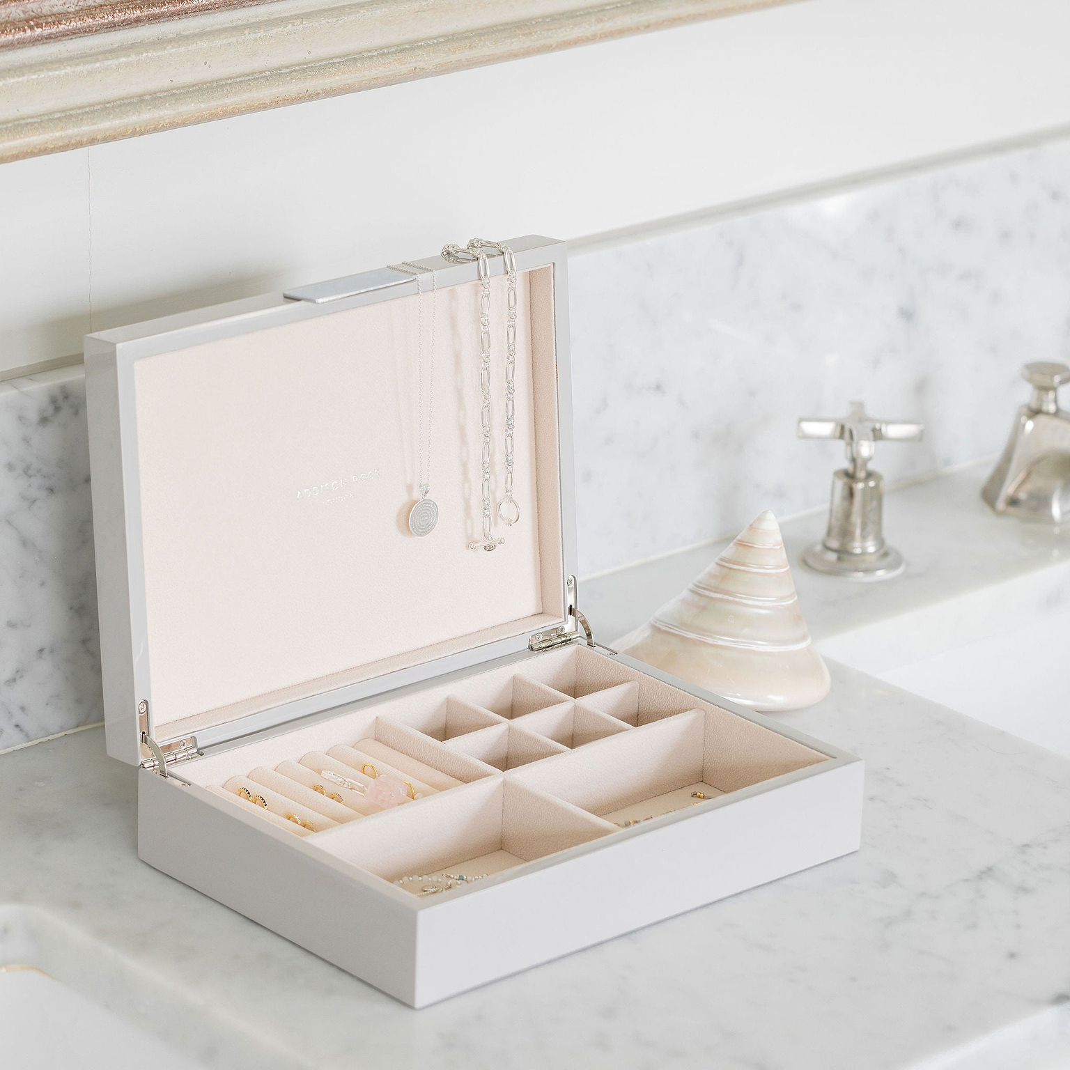 Large Chiffon Jewellery Box with Silver