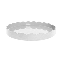 White Round Medium Lacquered Scallop Tray