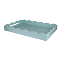 Large Eau De Nil lacquer tray with a scalloped edge