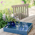 Blue Shagreen Medium Lacquered Serving Tray