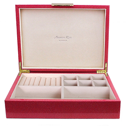 Large Pink Shagreen Jewellery Box with Gold