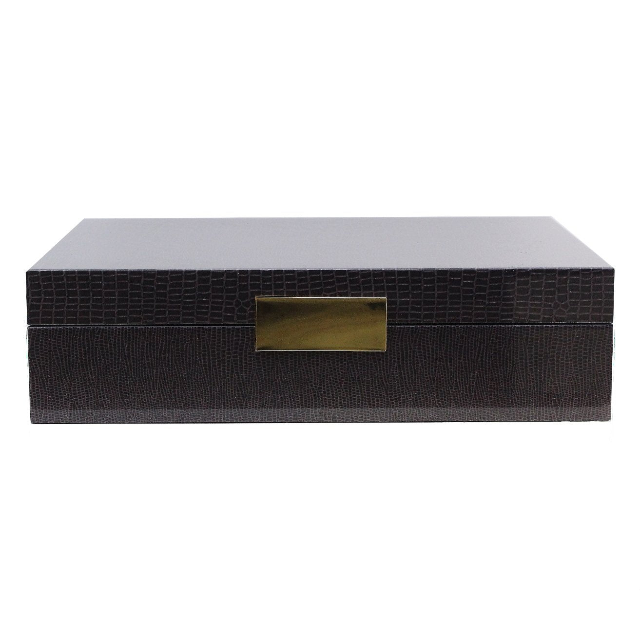 Large brown watch box with gold plated clasp
