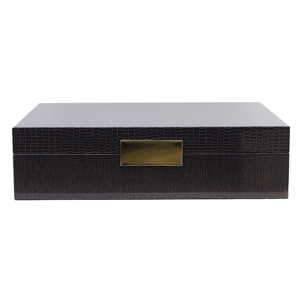 Large brown watch box with gold plated clasp